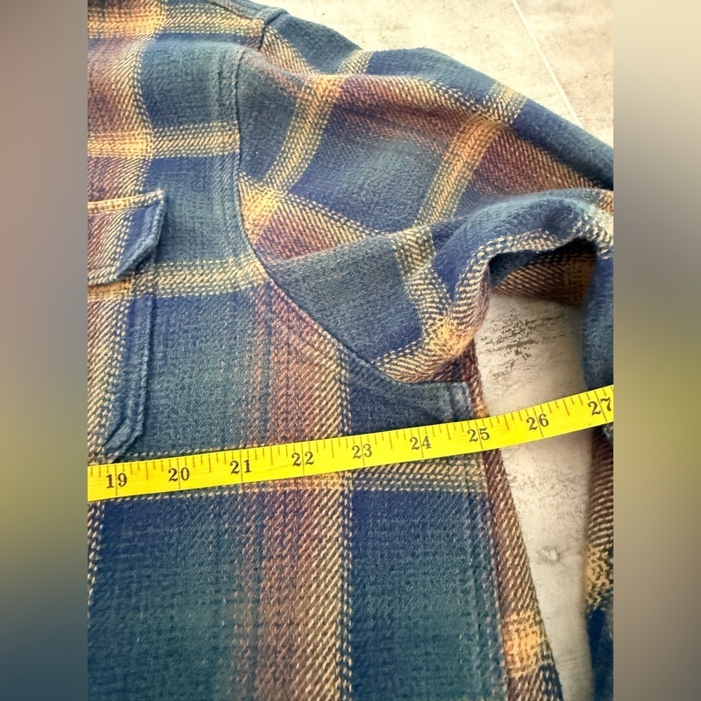 Men's Blue Yellow Plaid Flannel Long Sleeve Button Up Shirt Casual Outdoor - Picture 11 of 16